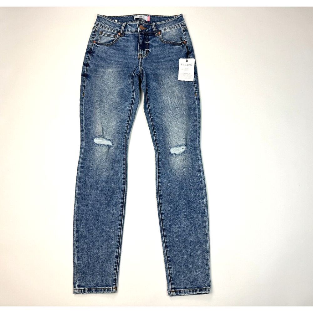 Cabi 4328 Skinny Jeans Women 2 NWT $142 Stretch Cotton Pockets Distresed Blue